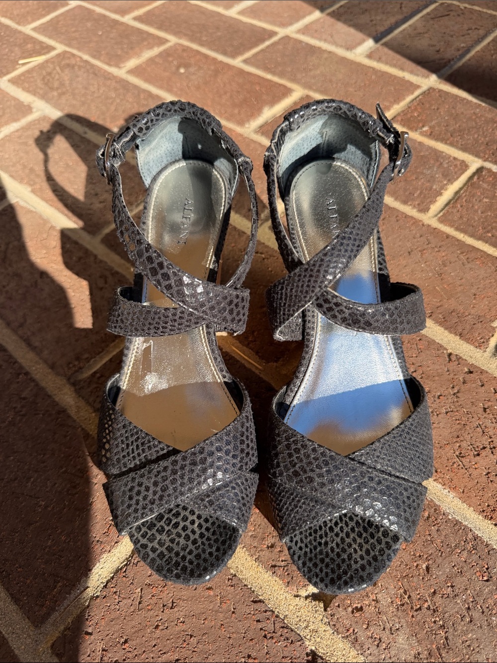Alfani Black Textured Strappy Open-Toe Heels